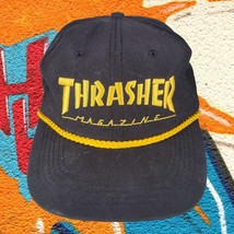 Thrasher Magazine Black Snapback Hat Gold Rope Snap Back Embroidered Yellow Ligh - $48.86