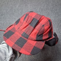 Vintage Broner Trapper Hat Men Red Buffalo Plaid Wool Blend Size Large - $29.72