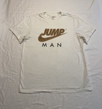 Jordan White Short Sleeve Tshirt Gold Speckled Jump Man Logo Mens Large - $9.75