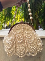 Pearl droplet Potli bag,luxury bag,batua bag,ivory clutch,Indian wedding bag - £79.00 GBP