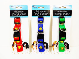 Medium Dog Collars Adjustable Buckle Nylon Dogs Collar 12&quot; - 18&quot; Red Blue Green - £5.48 GBP