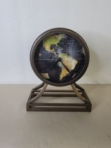 Vintage Antique Brass Finish World Map Table Clock Features South Americ... - $24.75