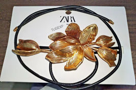 Zara New Flower Cord Woman One Size Golden 4548/056 - £47.38 GBP