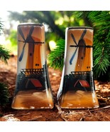 Vintage Japanese Luster  Porcelain  Salt &amp; Pepper Shakers Windmill Orang... - $250.10 MXN