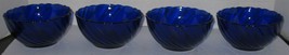 4 Vintage Vereco Cobalt Blue Swirled Glass Dessert Bowls Made in France - $28.71