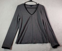 Boden  Shirt Top Womens Size 18 Gray Knit 100% Cotton Long Casual Sleeve V Neck - £11.98 GBP