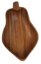 Wood Bowl Pear Shaped 5.25 x 8.5 inch 1.5” Tall Wooden Dish Primitive Ha... - $7.68