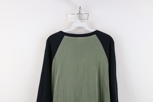 Vintage 90s Y2K Streetwear Mens 2XL Faded Blank 3/4 Sleeve Raglan T-Shirt Green Item image 11