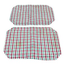 Vintage Red Green Plaid Cloth Christmas Small Table Placemats  Set of 2 15.x10 - £14.93 GBP