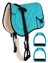 Horse SADDLE PAD Trail Fleece Padded Adjustable Bareback Pad Pocket Stirrups - £87.01 GBP+