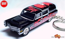 Rare Key Chain 66~67~68 Black Cadillac Hearse Funeral Gothic Coach Dracula Bats - £39.15 GBP