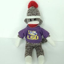 LSU Sock Monkey Plush Plushland 12" Wearing Purple T-shirt Bean Bag - $19.79