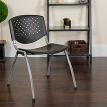 Black Plastic Stack Chair RUT-F01A-BK-GG - £48.81 GBP