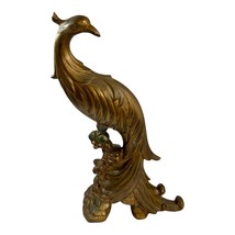 Vtg Syroco Gold Gilt Pheasant Peacock Bird Figurine Statue 12&quot; Hollywood Regency - $28.04