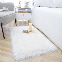 Noahas White Faux Fur Rug,Luxury Fluffy Rugs For Bedroom,2 X 3 Ft. Washable Area - $44.95