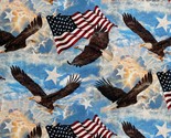 Cotton Soaring Eagles American Flags USA Stars Fabric Print by the Yard ... - $13.95