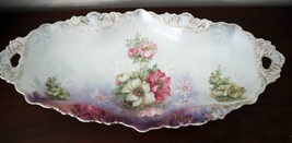 Superb LIMOGES Wild Rose Hand Decorated Art Deco 14&quot; Dresser Dish - $61.75