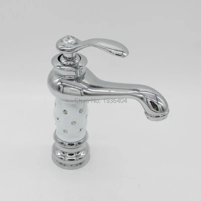 House Home European Style Chrome Diamond Body Water Tap Bathroom Faucet Single H - £58.23 GBP