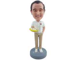Custom Bobblehead Pizza guy ready to have some delicious time with one hand in p - £70.39 GBP