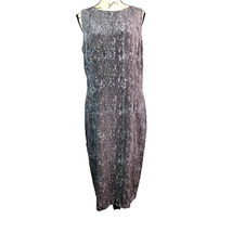 Maggy London Sleeveless Midi Silk Dress Womens 12 Tear Drop Button Back Reptile - £32.27 GBP