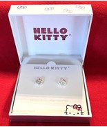 Hello Kitty Pierced Earrings Fine silver Plated Rhinestones New in Box - $376.92 MXN