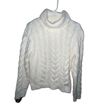 Harper Heritage Ivory Cable Chunky Knit Turtleneck Pullover Sweater Wome... - $164.66 MXN