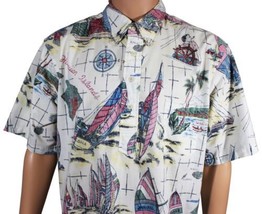 Vtg 90s Reyn Spooner Hawaiin Shirt Xl Button Up Reverse Weave Nautical Sailing - £27.95 GBP