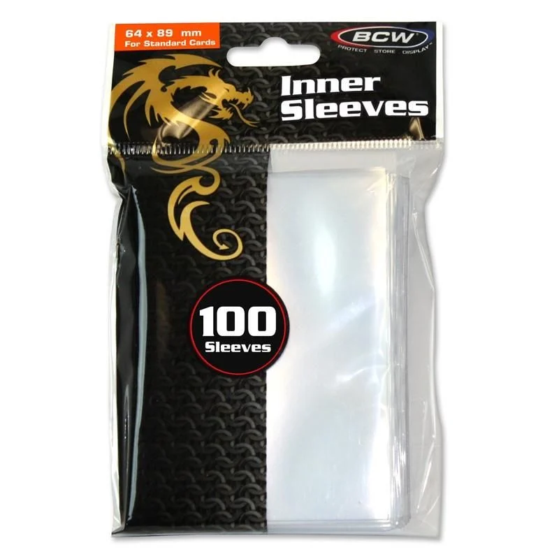 3 packs of 100 (300) BCW Clear Standard Sized Regular Inner Card Sleeves