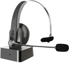 Wireless Bluetooth Headset with Microphone Noise Cancelling, with Charging Base, - £27.05 GBP