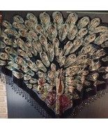 Vintage Beaded Peacock Shawl Velour Luxury Large 70”x30” - $33.66