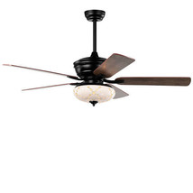 52 Inch Ceiling Fan with 3 Wind Speeds and 5 Reversible Blades-Black - Color: B - £134.80 GBP