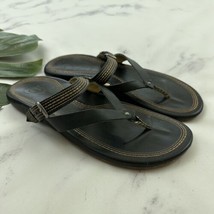 Olukai Womens Mana Lua Flip Flop Sandals Size 9 Black Leather Flat Slipper - £26.10 GBP