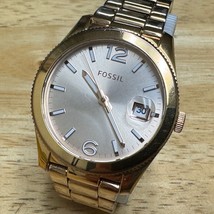 Fossil Quartz Watch ES3587 Unisex 50m Rose Gold Steel Date New Battery 6.75&quot; - £20.42 GBP
