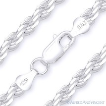 Twist-Rope 5mm Diamond-Cut Italian Chain Necklace in .925 Italy Sterling Silver - £117.85 GBP+