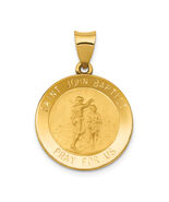 14k Polished and Satin Hollow St John the Baptist Medal Round Pendant XR... - $711.52 CAD