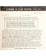 1956 Cinema 16 Film Notes Olympia Riefenstahl WW2 Germany Doc Original 2... - $29.99