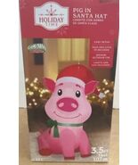 Airblown Inflatable 3.5 Foot Christmas Pig in Santa Hat Decoration NEW - $35.99