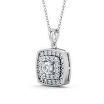 Cluster Round Lab Grown Diamond Pendant 14K White Gold - £840.55 GBP