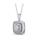 Cluster Round Lab Grown Diamond Pendant 14K White Gold - €950,89 EUR