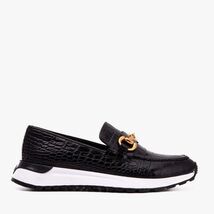 The Milan Black Croc-Embossed Leather Women Sneaker image 3
