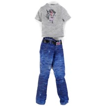 2012 Barbie My Cool Mini Cooper Ken Union Jack Belt Jeans Grey TShirt BCG78 - $7.99