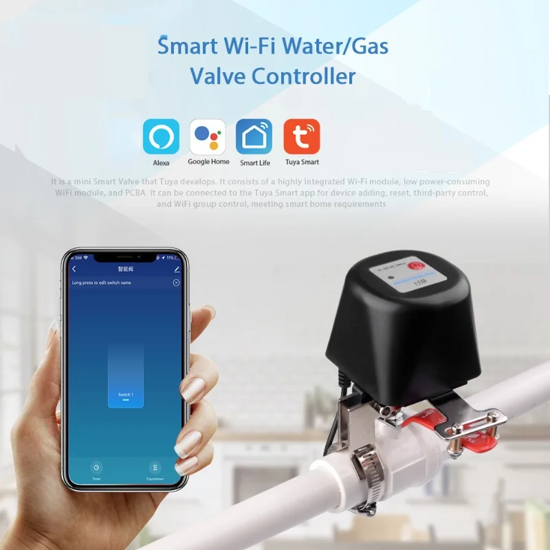 House Home Tuya WiFi Smart Water Valve Gas Valve Timing Control Garden Smart Fau - £34.00 GBP
