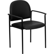 Comfort Black Vinyl Stackable Steel Side Reception Chair with Arms - £102.72 GBP