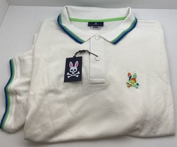 Psycho Bunny Polo Shirt Mens 6XL White Multicolor Logo Short Sleeve New - $72.75
