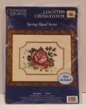 Candamar Counted Cross Stitch Kit Spring Floral Series Red Rose 51042 Open Pkg. - $10.85