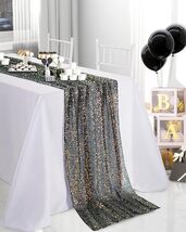 Sequin Iridescent Table Runner 25 x 120 Inches Black New - $12.95