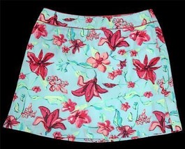 IZOD Colorful Floral Aqua Golf Tennis Skirt / Skort Shorts Hidden Pocket Wm&#39;s 8 - £20.14 GBP
