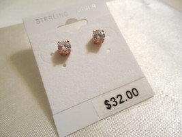 Department Store18k Rose Gold/Sterling Silver Cubic Zirconia Stud Earrings B544 - £11.46 GBP