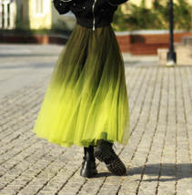 Women Dye Yellow Full Tulle Skirt High Waist Tie Dye Tulle Skirt Holiday Outfit image 6