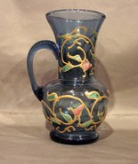Hand Painted Small Vase Gold on Art Glass Textured Richly with Multi Col... - $15.99